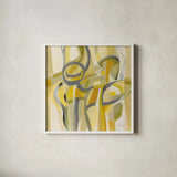Mid Mod Yellow by Silvia Vassileva. Shown in a crisp white glass frame for a clean and minimalist style. Available as an archival giclee rolled canvas, fine art paper, or poster print. SKU 69154a.