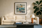 Mid Modern Vintage by Silvia Vassileva. Displayed in a glass frame with matte in a clean modern living room. Available as an archival giclee rolled canvas, fine art paper, or poster print. SKU 86940a.