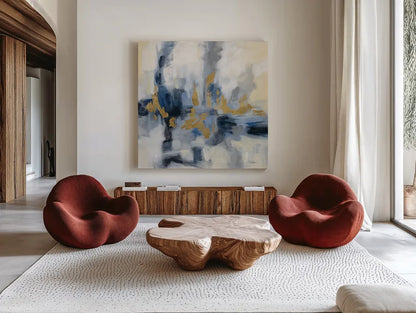 Midnight Embrace by Silvia Vassileva. Shown as extra-large giant wall art in a modern living room. Available as an archival giclee rolled canvas, fine art paper, or poster print. SKU 73890a.