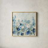 Midsummer Garden Cool by Silvia Vassileva. Shown in a natural wood glass frame for a timeless modern aesthetic. Available as an archival giclee rolled canvas, fine art paper, or poster print. SKU 56954a.