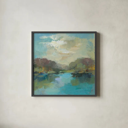 Mini Landscape by Silvia Vassileva. Shown in a sleek black glass frame for a contemporary gallery look. Available as an archival giclee rolled canvas, fine art paper, or poster print. SKU 63979a.