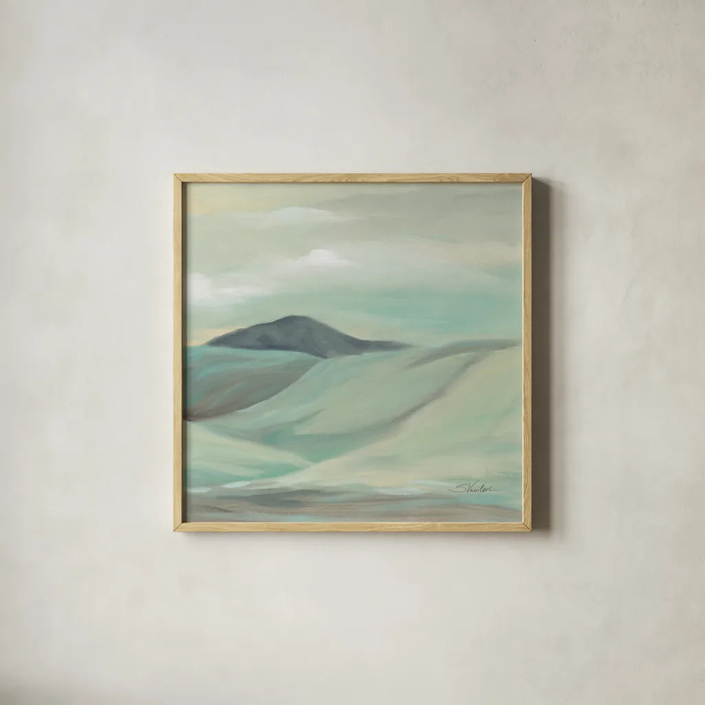 Mint Hills Crop by Silvia Vassileva. Shown in a natural wood glass frame for a timeless modern aesthetic. Available as an archival giclee rolled canvas, fine art paper, or poster print. SKU 71969a.