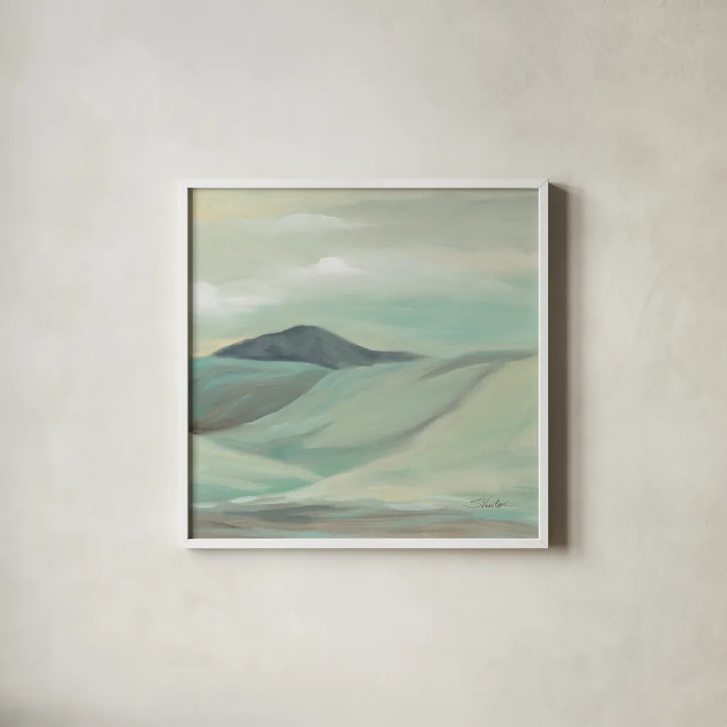 Mint Hills Crop by Silvia Vassileva. Shown in a crisp white glass frame for a clean and minimalist style. Available as an archival giclee rolled canvas, fine art paper, or poster print. SKU 71969a.