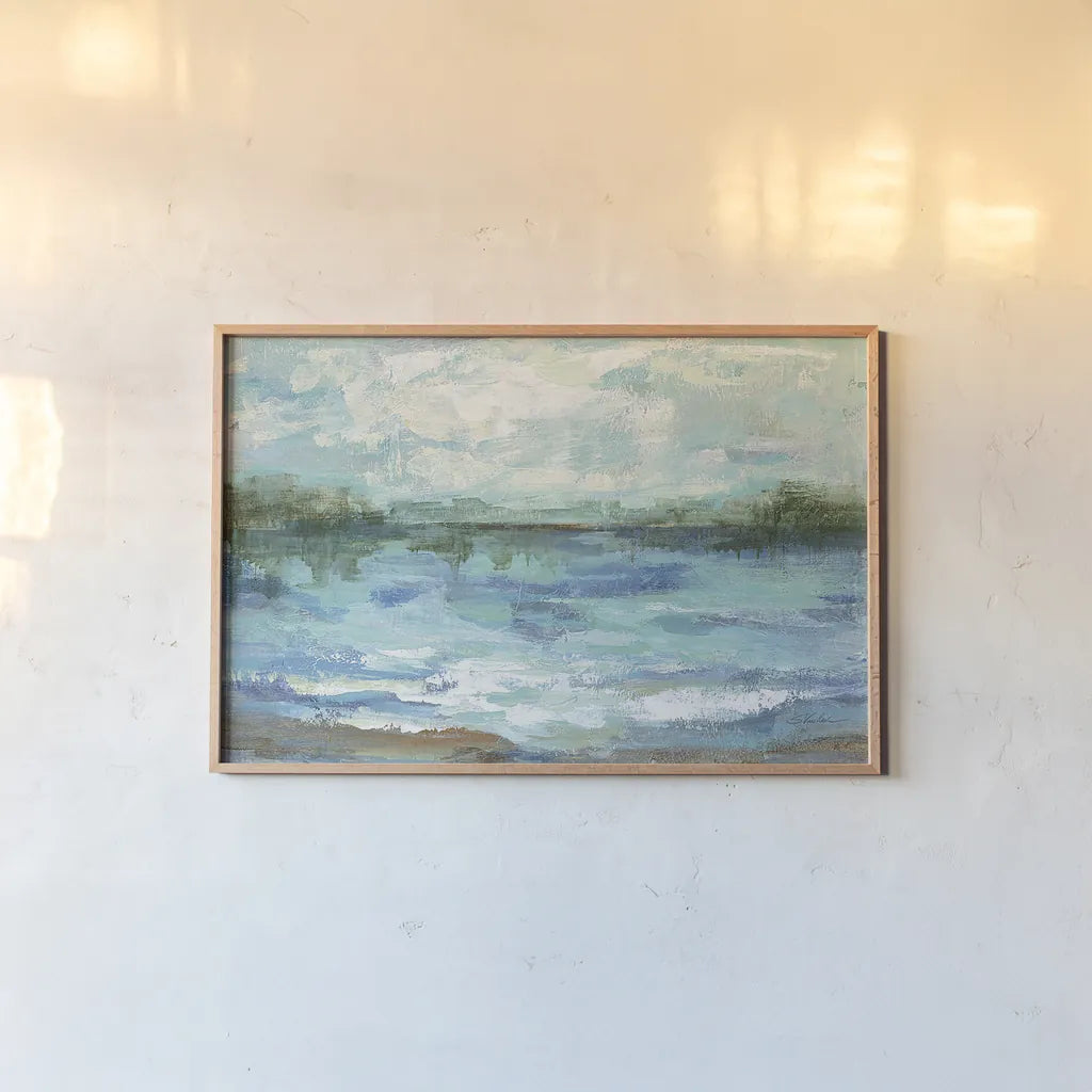 Mirrored Sky Crop by Silvia Vassileva. shown as a paper print in a natural frame. Available as a archival giclee rolled canvas, fine art paper, or poster print. SKU 21616i.