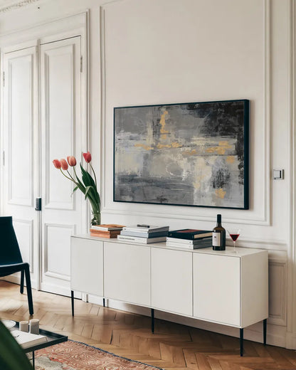 Missing You by Silvia Vassileva. shown as a framed stretched canvas in a living room above a console. Available as a archival giclee rolled canvas, fine art paper, or poster print. SKU 32404i.