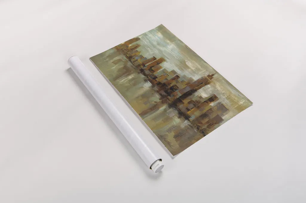 Misty Day In Manhattan by Silvia Vassileva. shown as a rolled paper print. Available as archival giclee rolled canvas, fine art paper, or poster print. SKU 3403i.