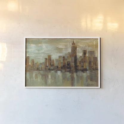 Misty Day In Manhattan by Silvia Vassileva. shown as a paper print in a white frame. Available as a archival giclee rolled canvas, fine art paper, or poster print. SKU 3403i.