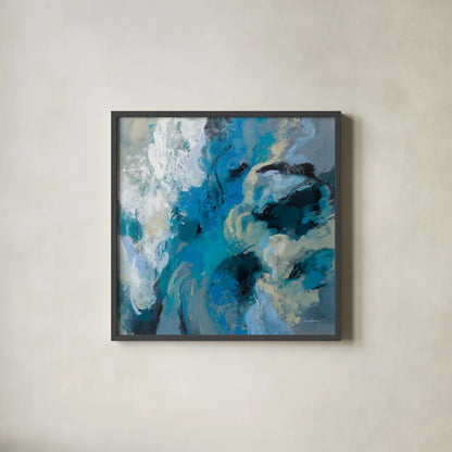 Monsoon by Silvia Vassileva. Shown in a sleek black glass frame for a contemporary gallery look. Available as an archival giclee rolled canvas, fine art paper, or poster print. SKU 83094a.