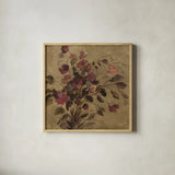 Moody Floral by Silvia Vassileva. Shown in a natural wood glass frame for a timeless modern aesthetic. Available as an archival giclee rolled canvas, fine art paper, or poster print. SKU 103204a.