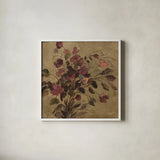 Moody Floral by Silvia Vassileva. Shown in a crisp white glass frame for a clean and minimalist style. Available as an archival giclee rolled canvas, fine art paper, or poster print. SKU 103204a.