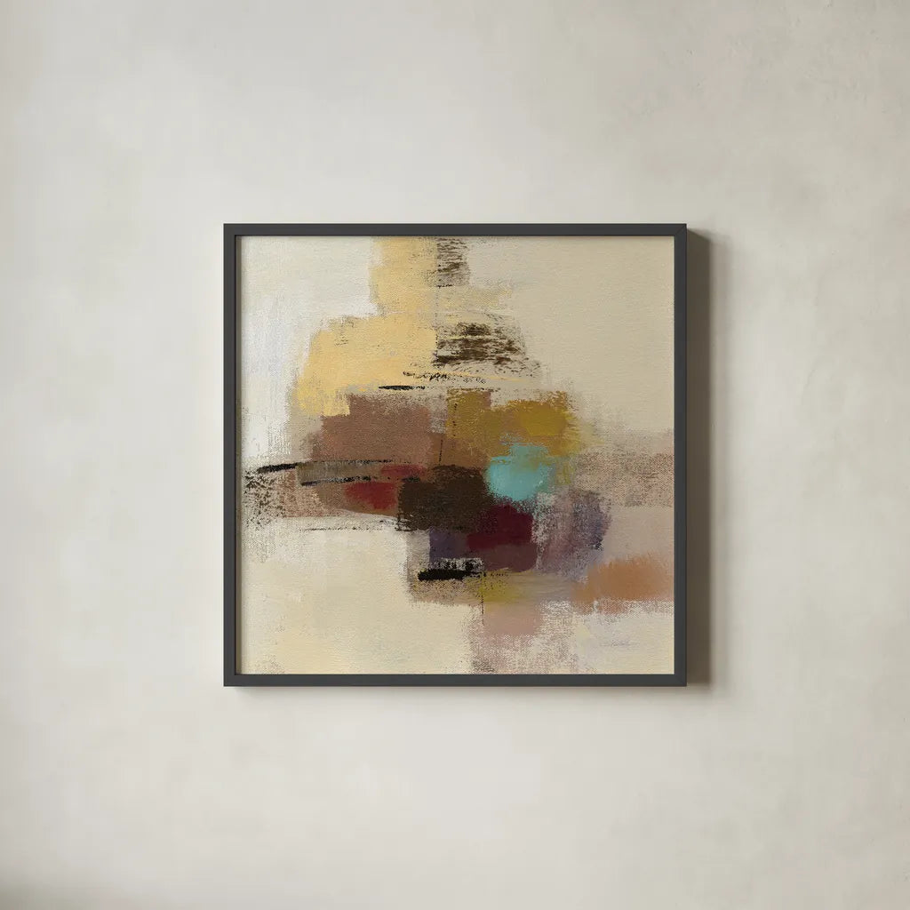 Morello Cherry Abstract II by Silvia Vassileva. Shown in a sleek black glass frame for a contemporary gallery look. Available as an archival giclee rolled canvas, fine art paper, or poster print. SKU 63910a.