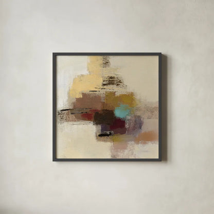 Morello Cherry Abstract II by Silvia Vassileva. Shown in a sleek black glass frame for a contemporary gallery look. Available as an archival giclee rolled canvas, fine art paper, or poster print. SKU 63910a.