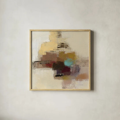 Morello Cherry Abstract II by Silvia Vassileva. Shown in a natural wood glass frame for a timeless modern aesthetic. Available as an archival giclee rolled canvas, fine art paper, or poster print. SKU 63910a.