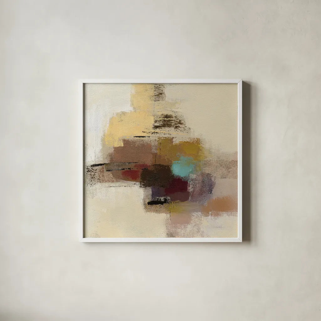 Morello Cherry Abstract II by Silvia Vassileva. Shown in a crisp white glass frame for a clean and minimalist style. Available as an archival giclee rolled canvas, fine art paper, or poster print. SKU 63910a.