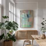 Morning Breeze III by Silvia Vassileva. shown as a print in a natural wood frame in a dining room. Available as a archival giclee rolled canvas, fine art paper, or poster print. SKU 30670h.