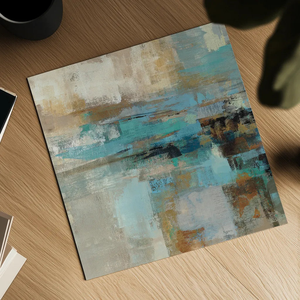 Morning Fjord Square I by Silvia Vassileva. Shown as a detailed flat fine art print, highlighting archival giclee quality. Available as an archival giclee rolled canvas, fine art paper, or poster print. SKU 26898a.