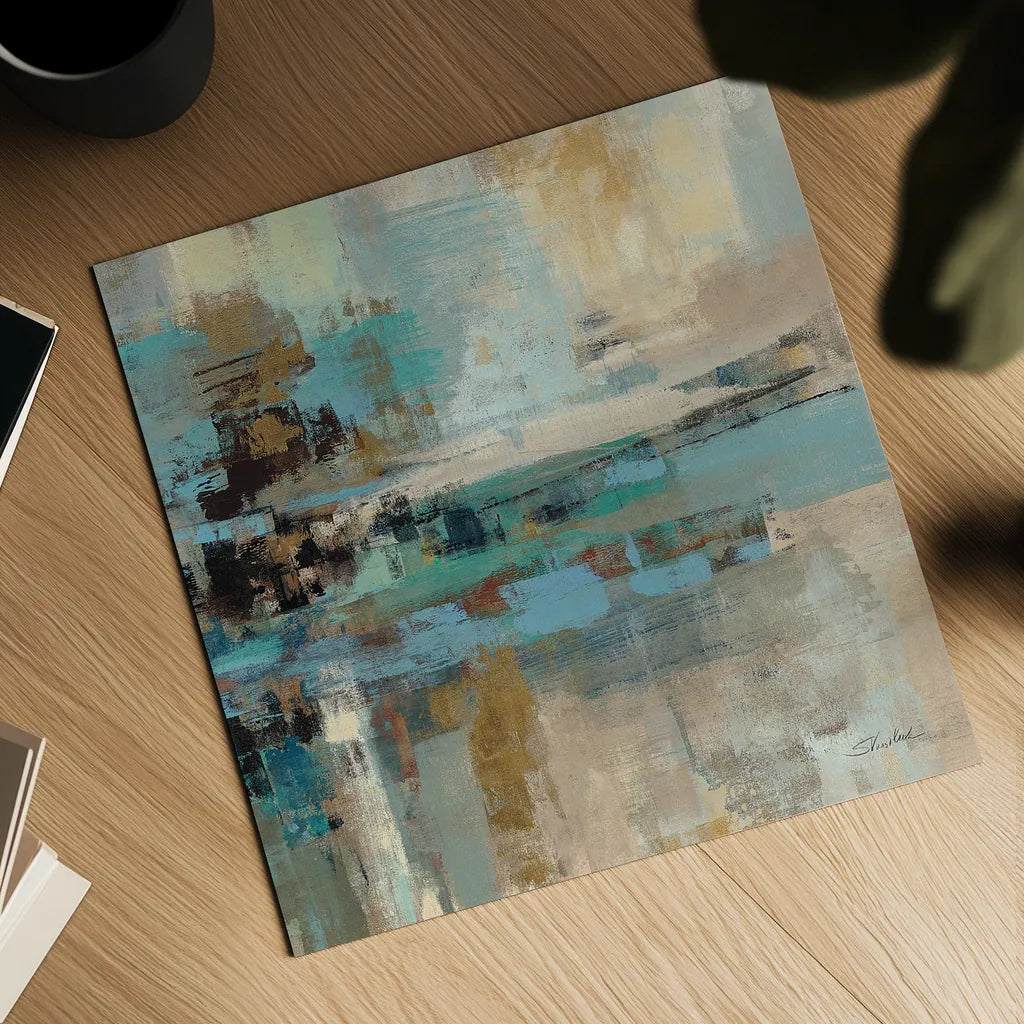 Morning Fjord Square II by Silvia Vassileva. Shown as a detailed flat fine art print, highlighting archival giclee quality. Available as an archival giclee rolled canvas, fine art paper, or poster print. SKU 26899a.