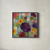 Morning Floral Crop by Silvia Vassileva. Shown in a sleek black glass frame for a contemporary gallery look. Available as an archival giclee rolled canvas, fine art paper, or poster print. SKU 26755a.