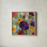 Morning Floral Crop by Silvia Vassileva. Shown in a natural wood glass frame for a timeless modern aesthetic. Available as an archival giclee rolled canvas, fine art paper, or poster print. SKU 26755a.