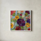 Morning Floral Crop by Silvia Vassileva. Shown in a crisp white glass frame for a clean and minimalist style. Available as an archival giclee rolled canvas, fine art paper, or poster print. SKU 26755a.
