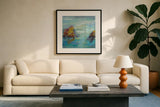 Morning Mist I by Silvia Vassileva. Displayed in a glass frame with matte in a clean modern living room. Available as an archival giclee rolled canvas, fine art paper, or poster print. SKU 25234a.