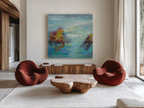 Morning Mist I by Silvia Vassileva. Shown as extra-large giant wall art in a modern living room. Available as an archival giclee rolled canvas, fine art paper, or poster print. SKU 25234a.