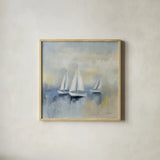 Morning Sail II by Silvia Vassileva. Shown in a natural wood glass frame for a timeless modern aesthetic. Available as an archival giclee rolled canvas, fine art paper, or poster print. SKU 33964a.