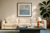 Morning Seaside Clouds by Silvia Vassileva. Displayed in a glass frame with matte in a clean modern living room. Available as an archival giclee rolled canvas, fine art paper, or poster print. SKU 71289a.
