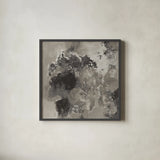 Natural Monotype Dark by Silvia Vassileva. Shown in a sleek black glass frame for a contemporary gallery look. Available as an archival giclee rolled canvas, fine art paper, or poster print. SKU 75163a.