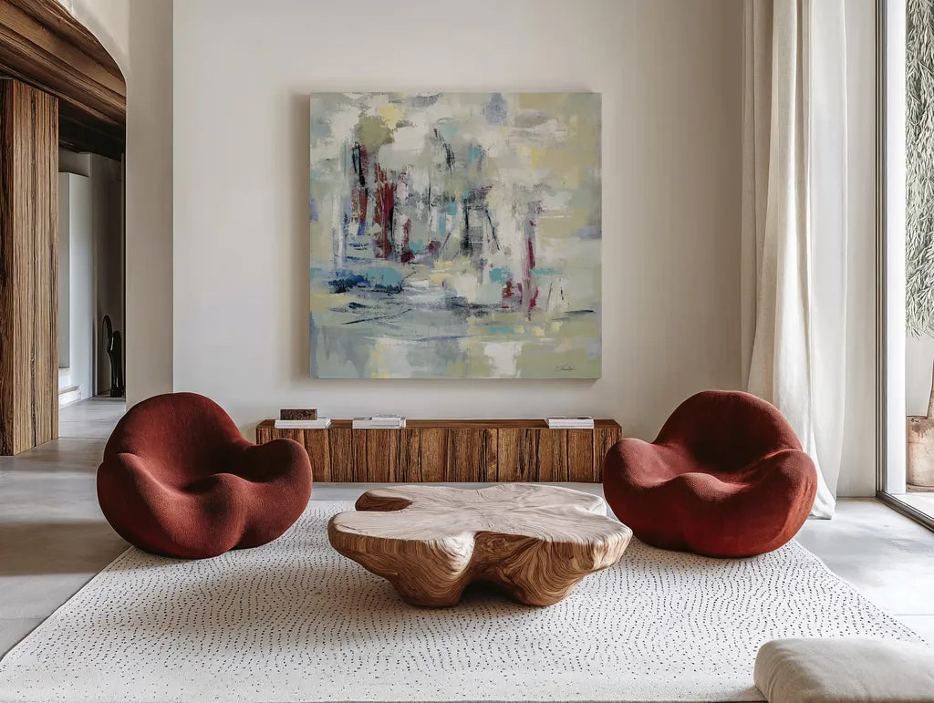 Nautical Mood Spice by Silvia Vassileva. Shown as extra-large giant wall art in a modern living room. Available as an archival giclee rolled canvas, fine art paper, or poster print. SKU 40430a.