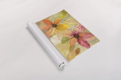 Neon Floral by Silvia Vassileva. shown as a rolled paper print. Available as archival giclee rolled canvas, fine art paper, or poster print. SKU 28115i.