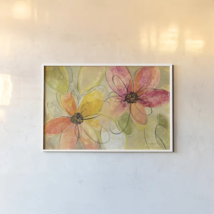 Neon Floral v2 by Silvia Vassileva. shown as a paper print in a white frame. Available as a archival giclee rolled canvas, fine art paper, or poster print. SKU 28890i.