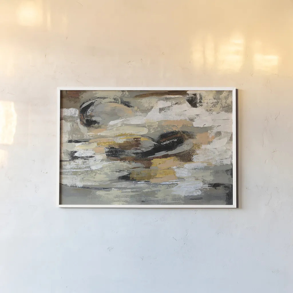 Neutral Abstract by Silvia Vassileva. shown as a paper print in a white frame. Available as a archival giclee rolled canvas, fine art paper, or poster print. SKU 28103i.