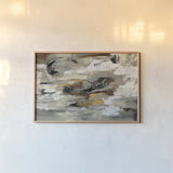 Neutral Abstract Gray by Silvia Vassileva. shown as a paper print in a natural frame. Available as a archival giclee rolled canvas, fine art paper, or poster print. SKU 28464i.