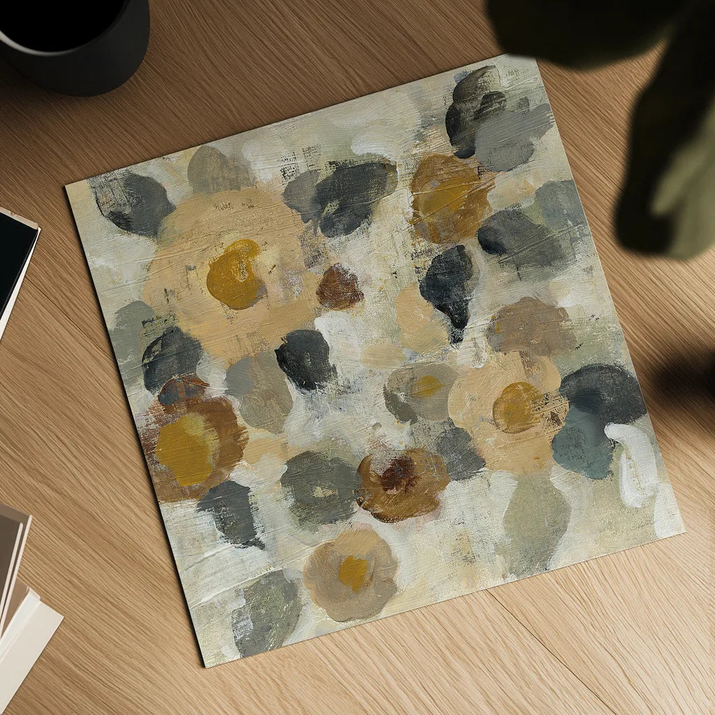 Neutral Floral Beige II by Silvia Vassileva. Shown as a detailed flat fine art print, highlighting archival giclee quality. Available as an archival giclee rolled canvas, fine art paper, or poster print. SKU 28027a.