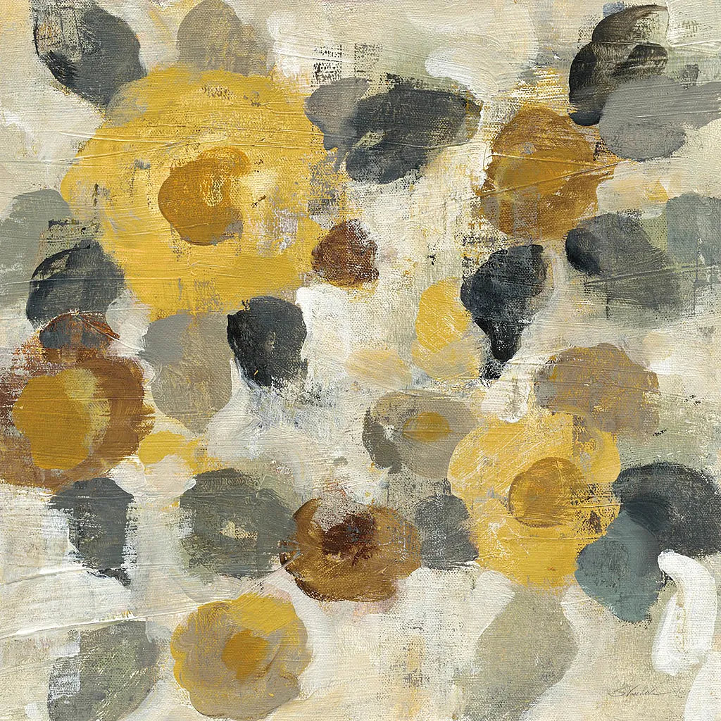 Neutral Floral Beige II Yellow Flowers by Silvia Vassileva. SKU 28406a. Archival Giclee Fine art print for wall decor.