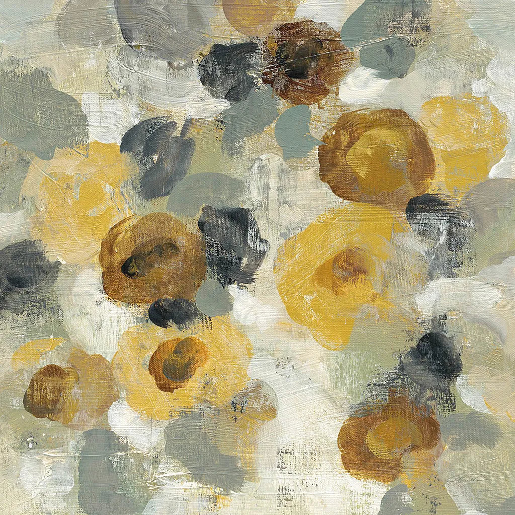 Neutral Floral Beige III Yellow Flowers by Silvia Vassileva. SKU 28407a. Archival Giclee Fine art print for wall decor.