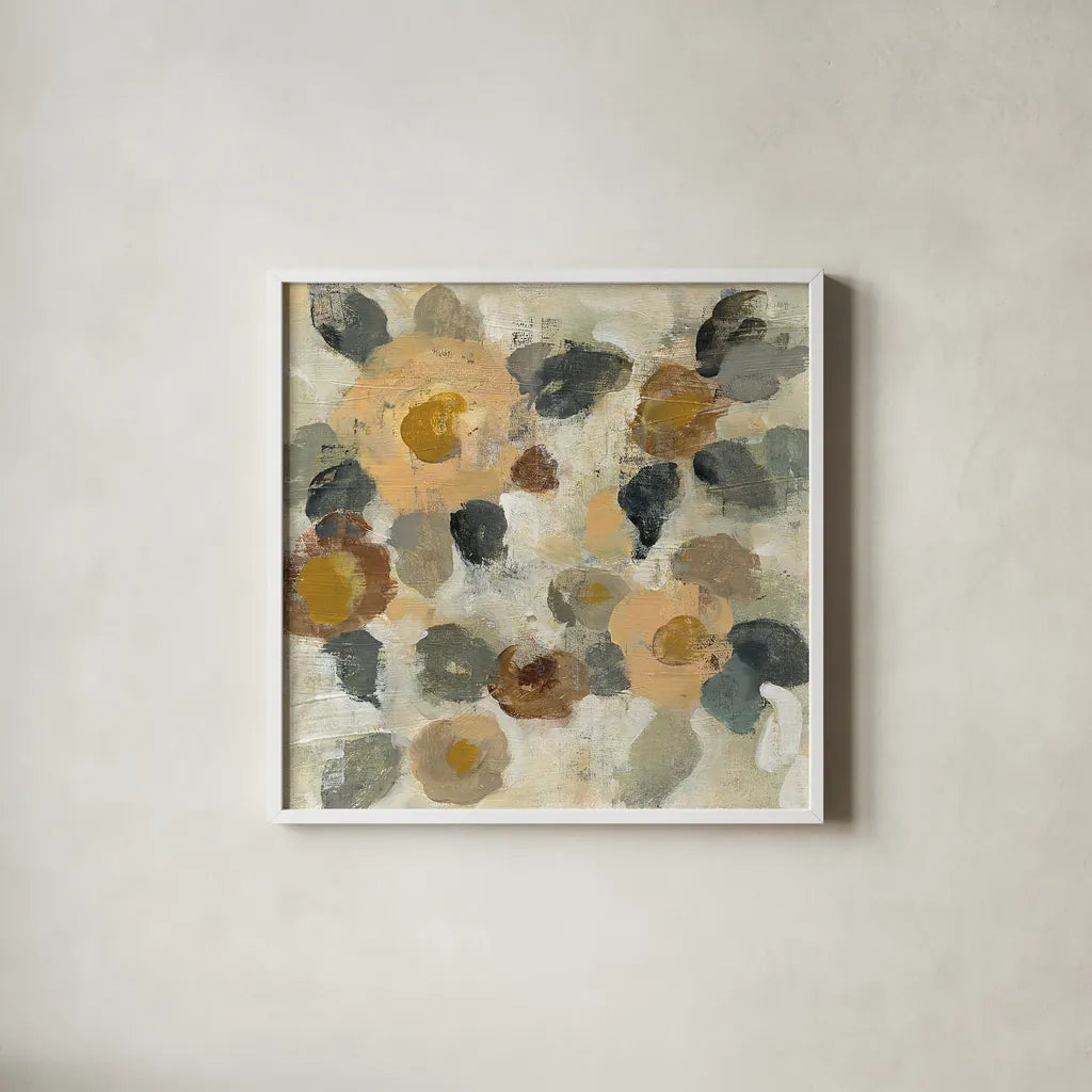 Neutral Floral II by Silvia Vassileva. Shown in a crisp white glass frame for a clean and minimalist style. Available as an archival giclee rolled canvas, fine art paper, or poster print. SKU 27131a.