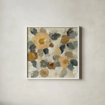 Neutral Floral II by Silvia Vassileva. Shown in a crisp white glass frame for a clean and minimalist style. Available as an archival giclee rolled canvas, fine art paper, or poster print. SKU 27131a.