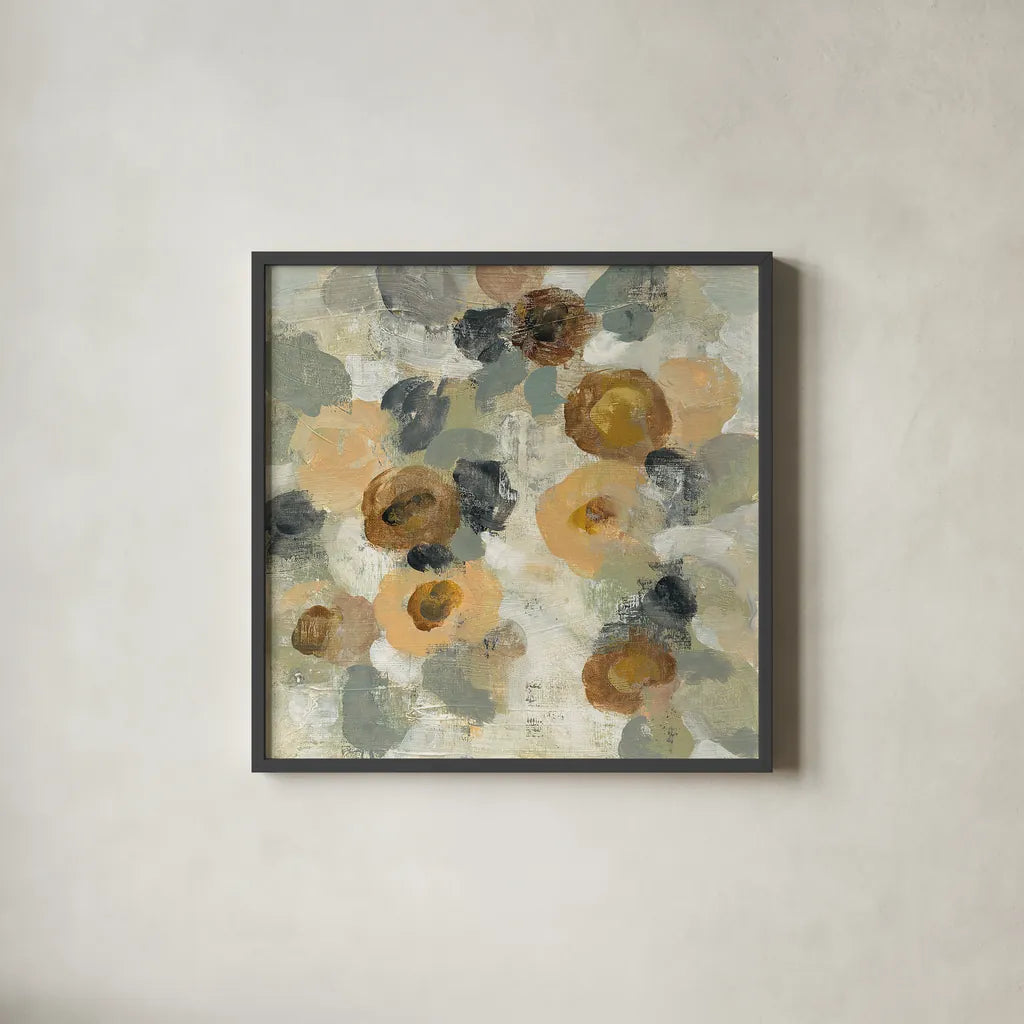 Neutral Floral III by Silvia Vassileva. Shown in a sleek black glass frame for a contemporary gallery look. Available as an archival giclee rolled canvas, fine art paper, or poster print. SKU 27132a.
