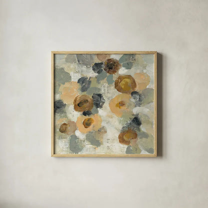 Neutral Floral III by Silvia Vassileva. Shown in a natural wood glass frame for a timeless modern aesthetic. Available as an archival giclee rolled canvas, fine art paper, or poster print. SKU 27132a.