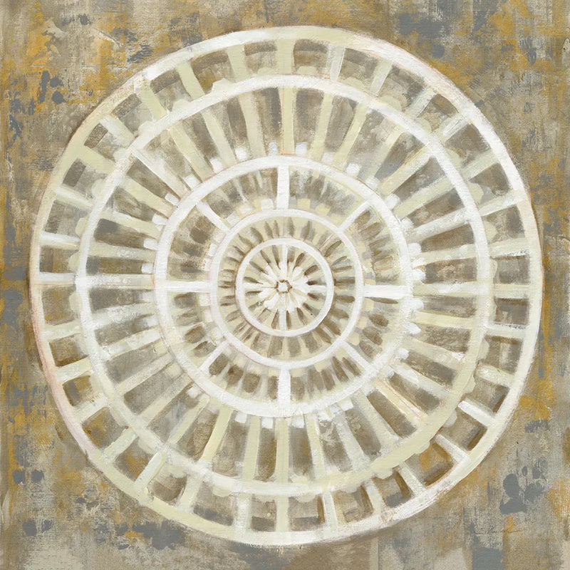 Neutral Textured Medallion by Silvia Vassileva. SKU 57259a. Archival Giclee Fine art print for wall decor.