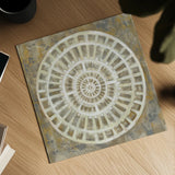 Neutral Textured Medallion by Silvia Vassileva. Shown as a detailed flat fine art print, highlighting archival giclee quality. Available as an archival giclee rolled canvas, fine art paper, or poster print. SKU 57259a.
