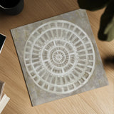 Neutral Textured Medallion Light by Silvia Vassileva. Shown as a detailed flat fine art print, highlighting archival giclee quality. Available as an archival giclee rolled canvas, fine art paper, or poster print. SKU 57367a.