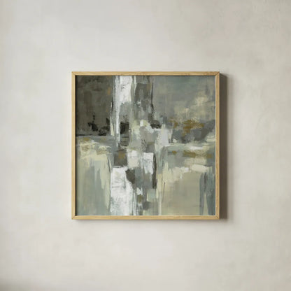 Neutral Water by Silvia Vassileva. Shown in a natural wood glass frame for a timeless modern aesthetic. Available as an archival giclee rolled canvas, fine art paper, or poster print. SKU 65026a.