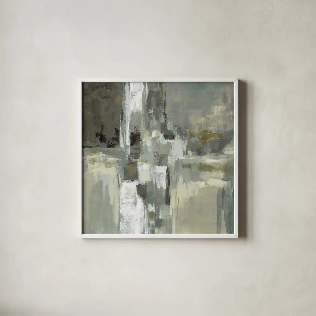 Neutral Water by Silvia Vassileva. Shown in a crisp white glass frame for a clean and minimalist style. Available as an archival giclee rolled canvas, fine art paper, or poster print. SKU 65026a.
