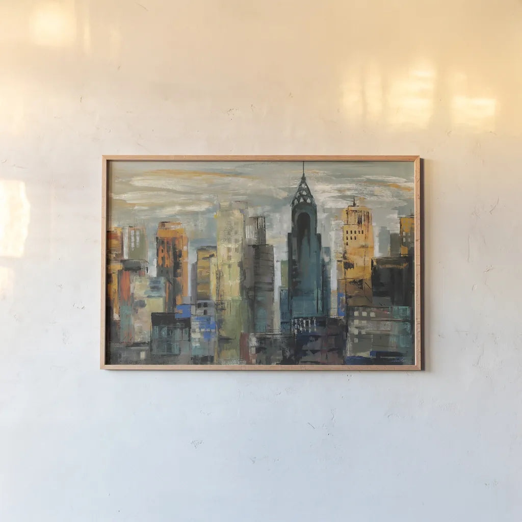 New York Moment v2 by Silvia Vassileva. shown as a paper print in a natural frame. Available as a archival giclee rolled canvas, fine art paper, or poster print. SKU 99883i.