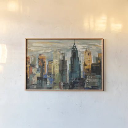 New York Moment v2 by Silvia Vassileva. shown as a paper print in a natural frame. Available as a archival giclee rolled canvas, fine art paper, or poster print. SKU 99883i.