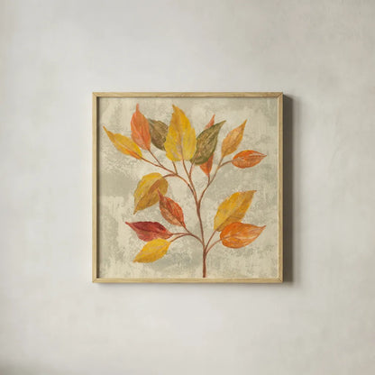 November Leaves II by Silvia Vassileva. Shown in a natural wood glass frame for a timeless modern aesthetic. Available as an archival giclee rolled canvas, fine art paper, or poster print. SKU 48844a.