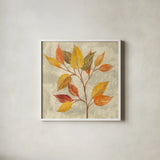November Leaves II by Silvia Vassileva. Shown in a crisp white glass frame for a clean and minimalist style. Available as an archival giclee rolled canvas, fine art paper, or poster print. SKU 48844a.